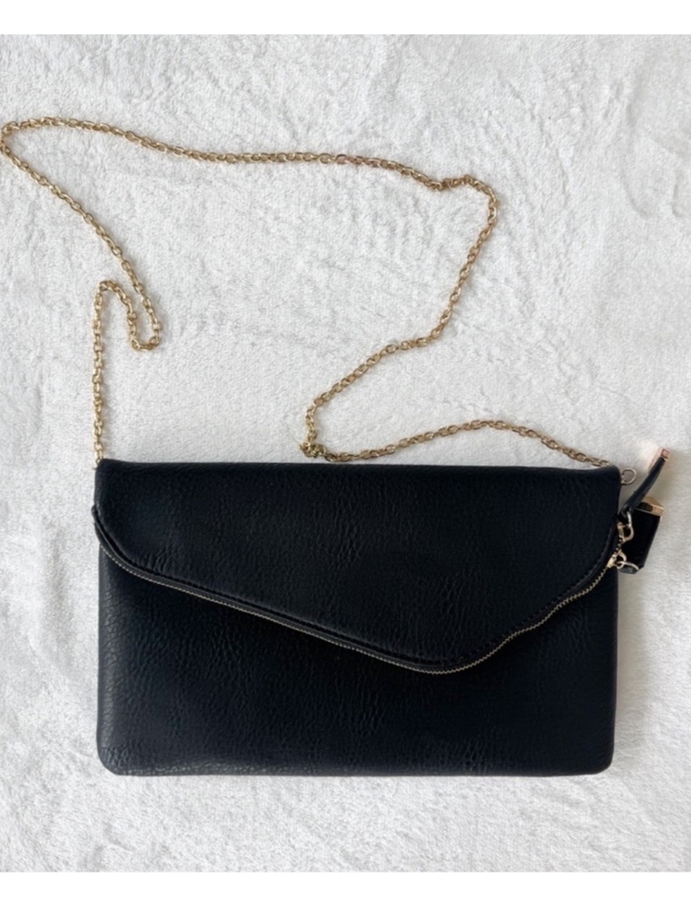 VICI Black Foldover Clutch w/ Gold Chain